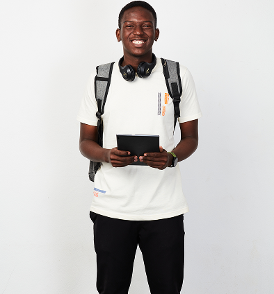 Alumni with backpack